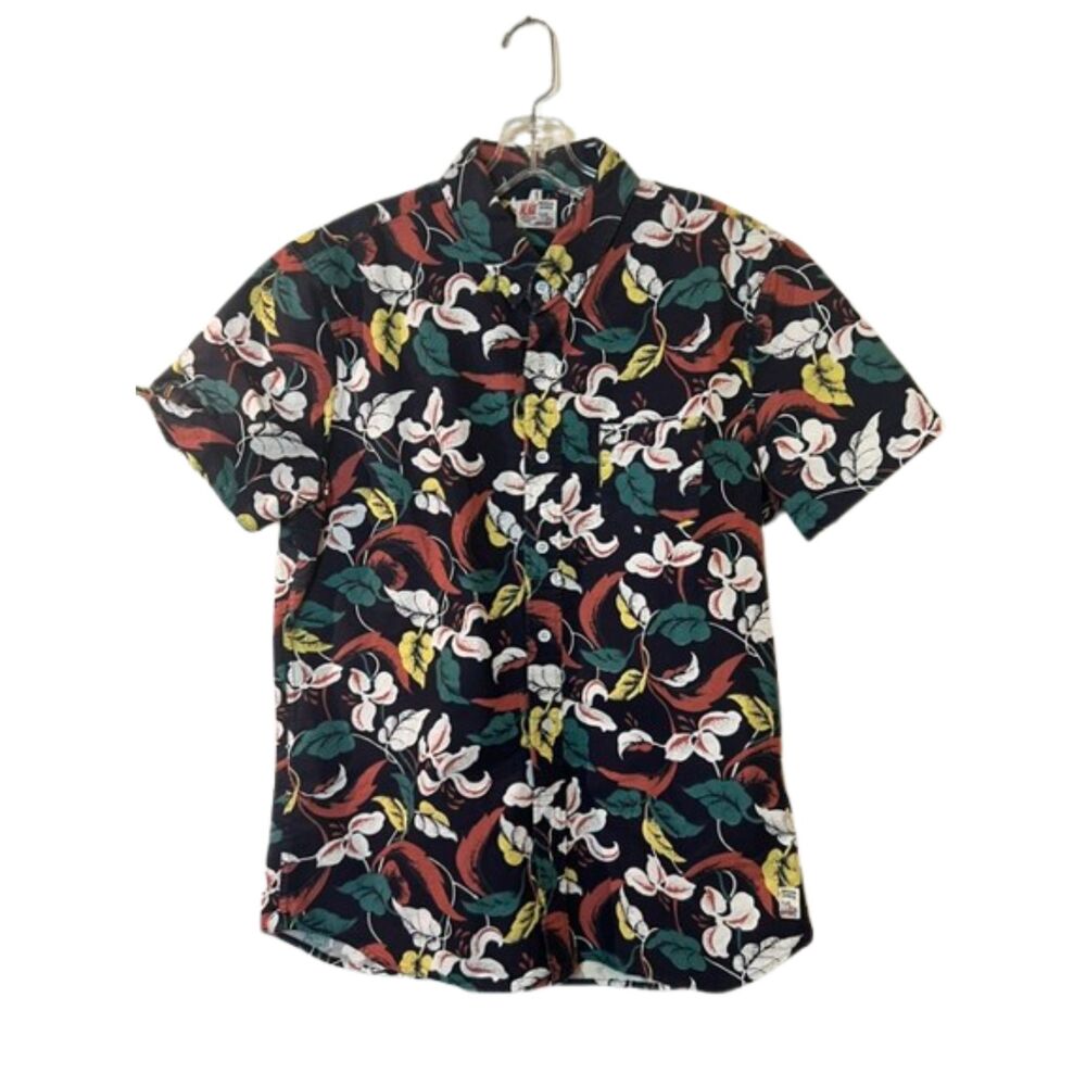 M.Nii Mens Makaha Shorts Hawaiian Floral Camp Shirt 100% Cotton Large